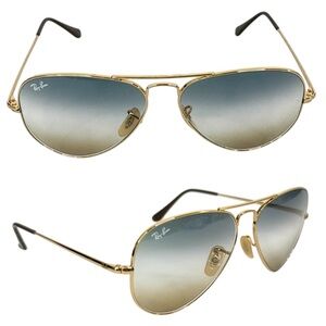 RAY BAN Sunglasses NEW RB3689 Polished Arista Gold With Blue Brown Gradient Lens